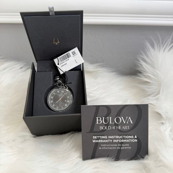 Bulova Other - New Men’s Bulova Classic Pocket Watch 3-Hand Date Quartz Stainless Steel